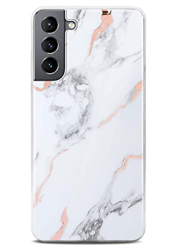 Coque compatible avec Samsung Galaxy S21 antichoc avec effet marbre pailleté
