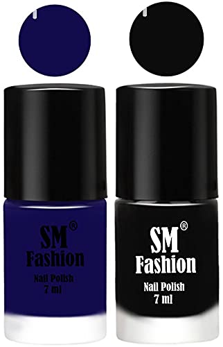 Image of Long Lasting Nail Polish | Nail Paint Combo 7 ml Each) - Set of 2 Dark Blue-Black