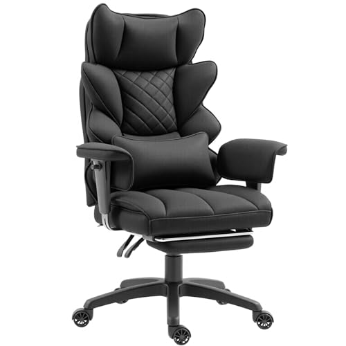 Dowinx Big and Tall Office Chair with Pocket Spring Cushion and Lumbar Support,High Back Computer Gaming Chair with Adiustable Ammrests,Executive Desk Chair with Footrest(Cloth-Bla image 6