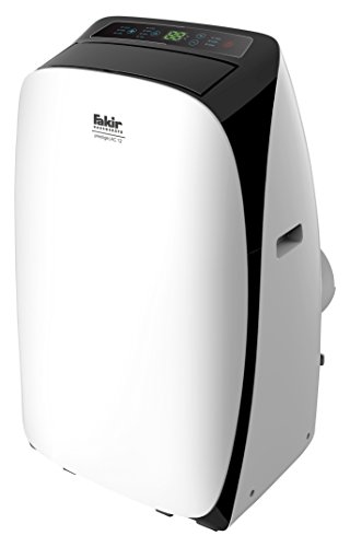 Fakir AC 12 Prestige/ mobiles Klimagerät, Luftentfeuchter, Klimaanlage für Wohnung, Raumklima- Gerät, Heizlüfter, inkl. Display & Temperatursensor- 1.3 kW weiß/ schwarz