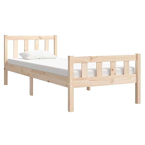 vidaXL Massivholzbett Einzelbett Bett Bettgestell Lattenrost Holzbett Bettrahmen Schlafzimmerbett Schlafzimmermöbel 90x190cm Kiefernholz