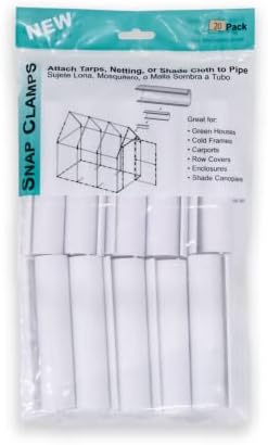 Snap Clamp Greenhouse Cover PVC Clamps for Hoop Pipe Frames - Garden / Plant Cover Clips (11-EZ - 1/2'' Pipe Clamps - JAK Packaging, 20), White