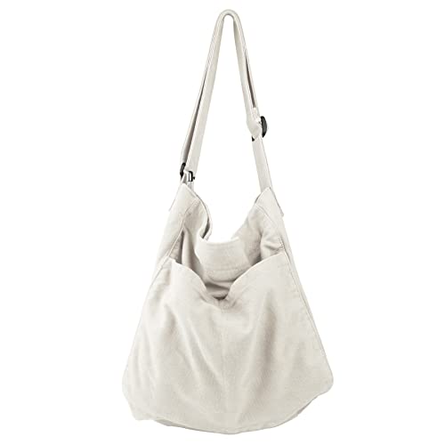 Image of Canvas Hobo Crossbody Shoulder Tote Bag for Women and Men W /Multi-pocket Casual Purse Messenger Bags Travel Work
