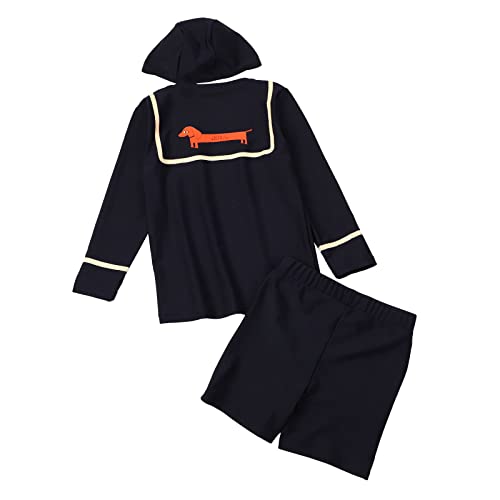 Traje de banho de manga comprida para meninos e bebês com touca de natação, maiô curto esportivo aqu