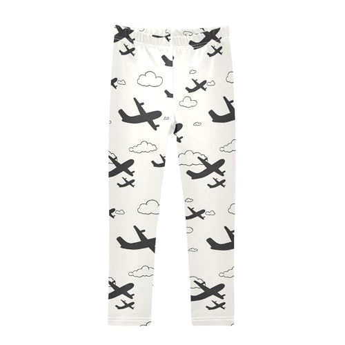 ALAZA Girls' Leggings Children's Yoga Pants Skinny Printed Dance Airplane Cloud Comfortable 4T