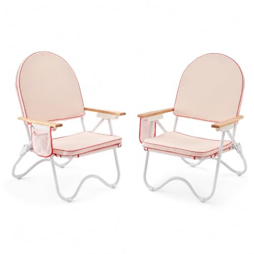 Image of 4-Position Padded Beach Chair Set of 2, Low Backpack Beach Chair