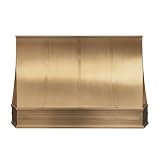 Brass Range Hood Wall Mount 54'' W, 48'' H, 21'' D, CT Copper Tailor Custom Handmade Metal Kitchen Vent Hood, With 4-Speed Exhaust Fan & LED Light,BSRH-32-3MTR
