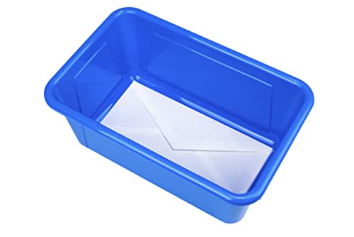 Image of Storex Small Cubby Bins - Plastic Storage Containers for Classroom with Non-Snap Lid, 12.2 x 7.8 x 5.1 inches, Assorted Colors, (62406U05C) (Pack of 5)