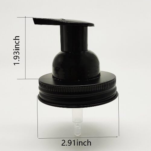 Mason Jar Foaming Soap Dispenser Pump fit 2.75Inch Regular Mouth,Rust Proof Stainless Steel Lid and BPA Free Plastic Foam Soap Pump-Hotel Bathroom Accessories(Black) - Image 2