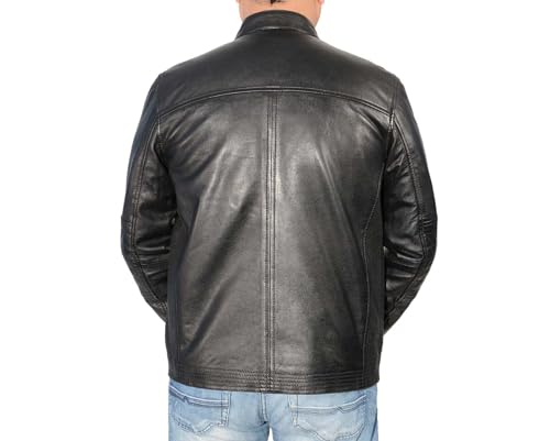 Image of Milwaukee Leather SFM1805 Men's Black Side Stitch Cafe Racer Lambskin Leather Jacket