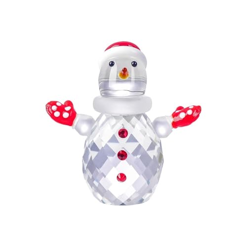 Figurines de bonhommes de neige en cristal for bureau | Décorations de Noël | Ornements for le salon(Snowman Red)