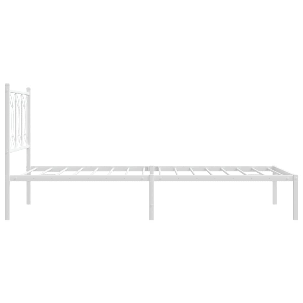 vidaXL Telaio letto con testiera, telaio del letto con rete a doghe in metallo, letto singolo per camera da letto, metallo bianco 100 x 190 cm