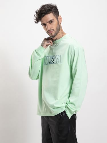 Image of Bewakoof Official Naruto Merchandise Men's Graphic Printed Oversized Fit Full Sleeve Round Neck Cotton Jersey T-Shirt