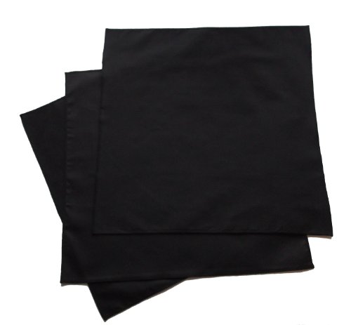Organic Handkerchiefs Co, Mens Black Bandannas 22 inch Organic Cotton Pack of 3