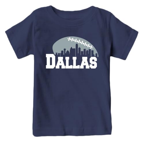 Xtreme Apparrel Dallas Skyline Kid's T-Shirt for Football Fans (Navy Shirt, 2T)