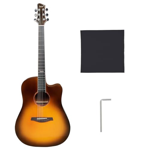 Guitare folk en épicéa de 104 cm avec table en bois massif et pan coupé coloris sunset