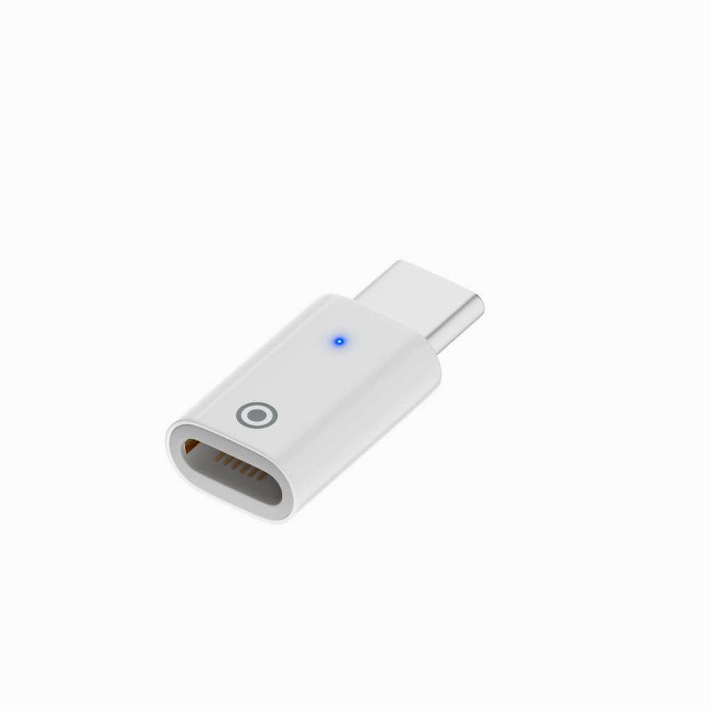 LivX USB-C’den Lightning’e Adaptör, Apple Pencil (1. Nesil) için Şarj Dönüştürücü - Mavi LED Göstergeli, Kompakt ve Taşınabilir, Type-C Cihazlarla Uyumlu (Beyaz) OTGP