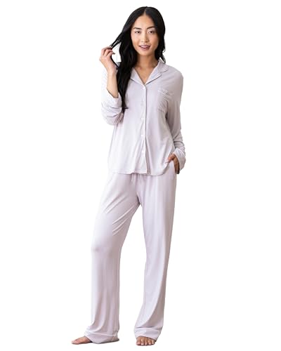 Cozy Earth 100% Viscose From Bamboo Long Sleeve Pajama Set For Women - Button-Up Sleepwear Lilac - XS