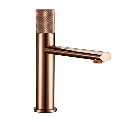 Mitigeur eau froide et chaude en laiton rose doré pour vasque de bain