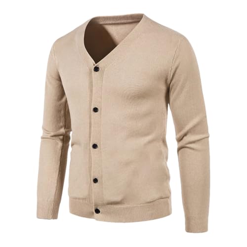 TdvcpmkkMen's Knitted Cardigan Thin V-Neck Single-Breasted Basic Slim Fit Sweater