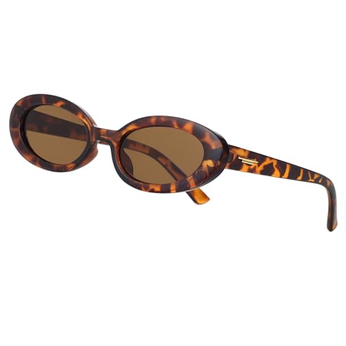 Onrtry Retro Tiny Oval Sunglasses for Women Men Narrow Style 90s Small Sun Glasses
