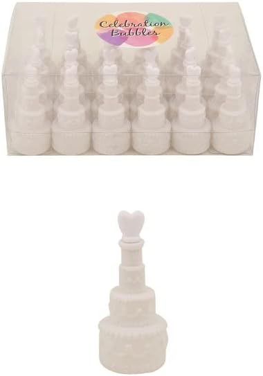 24 White Wedding Cake Bubble Favours - NEW