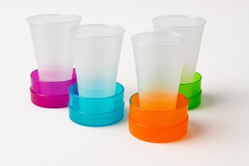 Terryshop74 4 bicchieri richiudibili plastica per campeggio mare spiaggia piscina scuola escursioni