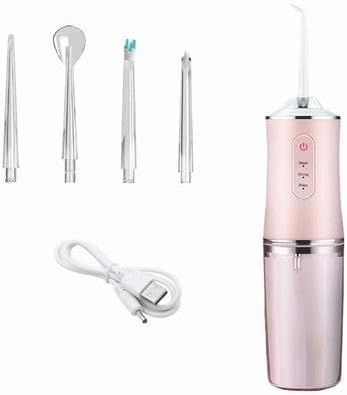 Electric Water Flosser Cordless for Teeth, Portable Rechargeable Oral Irrigator, Waterproof IPX7, USB Charging, Adjustable Pressure Modes, Multiple Nozzles Included (pink)