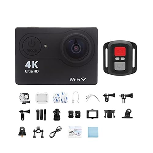 H9 4K �A�N�V�����J�����A��Ԃ�␳�t���A�h�� 30M�A30FPS�A2.0 �C���`��ʁAWi Fi(With 64G Card; Black-telecontrol)