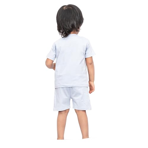 Image of ARIEL Baby Boys & Baby girls Cotton Printed Round Neck Half Sleeve T-shirt & Short Summer Clothing Sets
