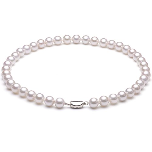 Seashell Pearl Necklace Single-Strand Choker Handmade Beaded Jewelry for Women 18 White