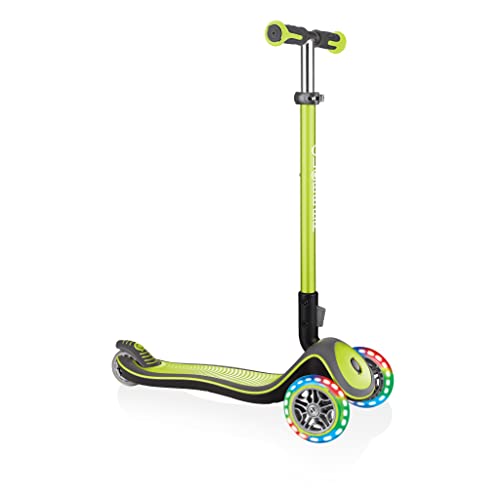 Globber - ELITE DELUXE LIGHTS - Trottinette pliable, lumineuse à 3 roues pour les enfants âgés de 3 à 9 ans + , Vert Citron Cover