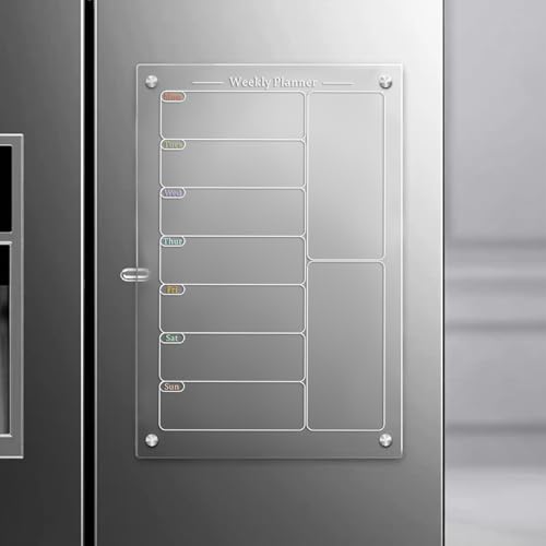 Tableau alimentaire effaçable à sec magnétique frigo calendrier hebdomadaire acrylique - 4