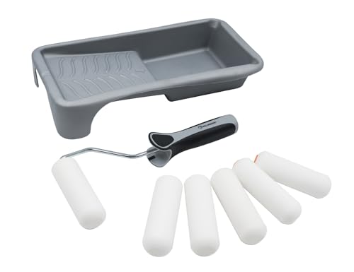 ROLLINGDOG Small Paint Roller - Mini Foam Paint Roller 4 inches Mini Paint Roller for Cabinet,Furniture,Wall,Door and Window Frames,Smooth Surface Painting (Pack of 8)