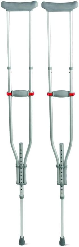 Medline Adjustable Quick-Fit Crutches Easily Adjusts to Fit Kids, Adults & Seniors Between 4’7”– 6’7” Tall — Mobility Aid Supports Up to 300 lbs