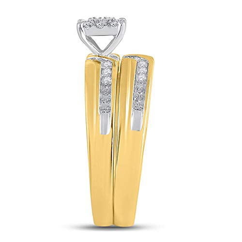 Jewels By Lux 10K Yellow Gold 1/3Ctw Diamond Fashion His and Hers Engagement Wedding Bridal Band and Ring Trio Set4