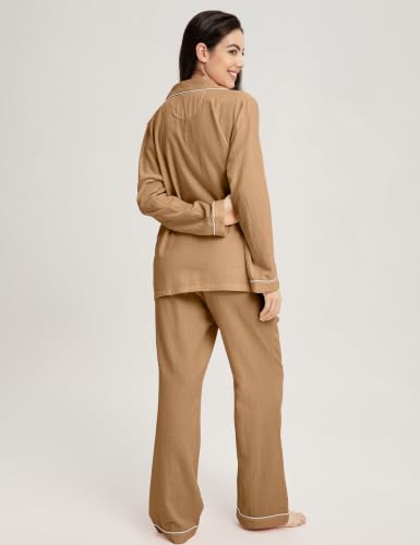 Image of Womens Muslin Pajama Set 100% Cotton Double Gauze Linen Like