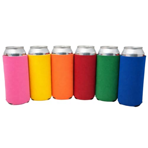 TahoeBay 473 ml Mangas de lata – Panelas de cerveja de neoprene para latas – Resfriadores de bebida energéticos em volume liso – Crie uma lembrança de casamento personalizada, presente de festa engraçado, Multicor, 16oz, 6