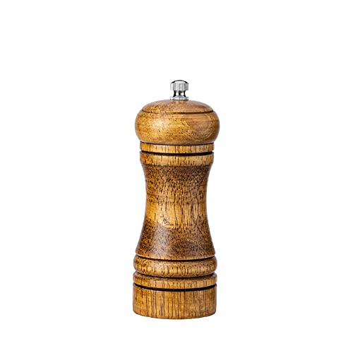 JIHUOO Wooden Pepper Grinder Mill Manual Salt Grinder Refillable Pepper Mill Shaker Spice Grinder with Adjustable Coarseness 5 Inch