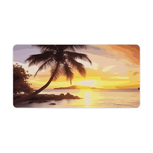 Tapis de souris de jeu grande taille avec motif palmier tropical pour bureau