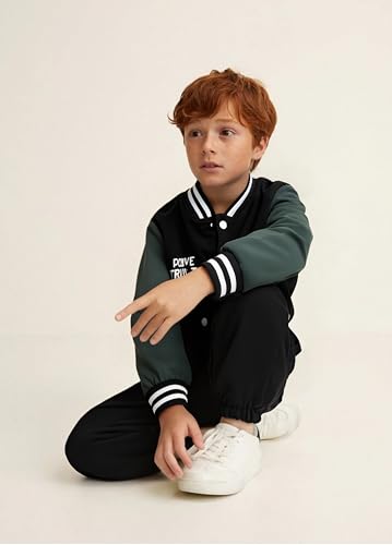 Image of Cakaner Boys Color Block Button Down Shirt and Jogger Pants Button Up Sweatsuits Sets (Size: 5-12T)