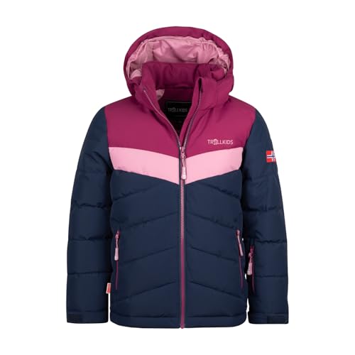 Trollkids Girls Gryllefjord Jacket 140, Navy/Plum