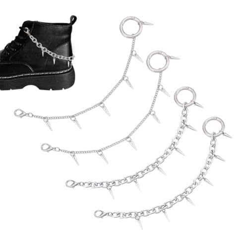 UNICRAFTALE 4 pièce 2 styles Breloques pour Chaussures Chaîne de Bottes Punk Rivets Coniques Breloques à Pointes Chaîne Amovible Rivets Décorations de...