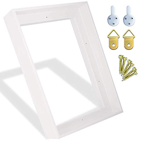 Sunwes Canvas Floater Frames 16x20inch 1.25inch Deep Custom Size Removable Stretched Canvas Wall Art Painting Frame Decor (White), 16 in x 20 in