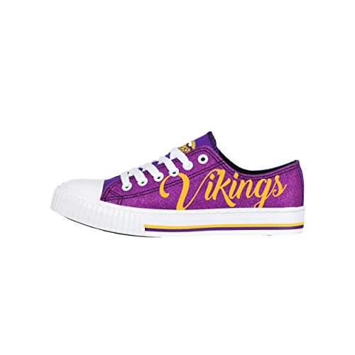 Image of FOCO Womens NFL Team Logo Ladies Fashion Color Glitter Low Top Canvas Sneakers Shoes