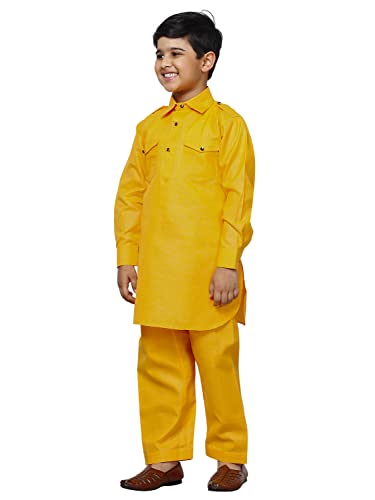 Image of Pro-Ethic Style Developer Kids Ethnic Wear Cotton Pathani Suit for Boys|Plain Kurta Pajama