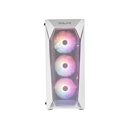 Image of GALAX PC Case Revolution-05 (REV-05W) White Gaming Cabinet | Supports ATX, M-ATX, ITX | 4 RGB Cooling Fans | Mesh Panel | Spacious Interior | Tempered Glass