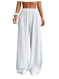 SOLY HUX Girl's Wide Leg Sweatpants Loose Baggy Pants with Pockets | Elastic Waisted, Cute, Casual Trousers, Athletic Pants, Preppy, Light Grey, 11 Years