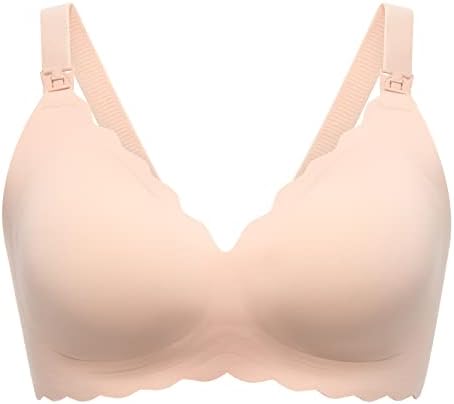 Momcozy Nursing Bras for Breastfeeding, YN46 Jelly Strip Support Comfort Maternity Bra, Seamless Soft Wirefree Pregnancy Bra Beige