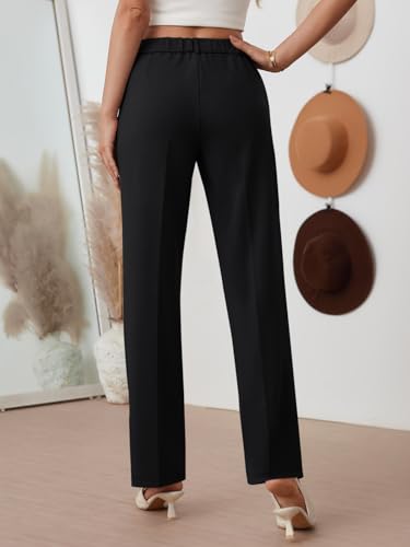 LILLUSORY Women Straight Leg Dress Pants High Waisted Business Casual Work Trousers with Pockets4
